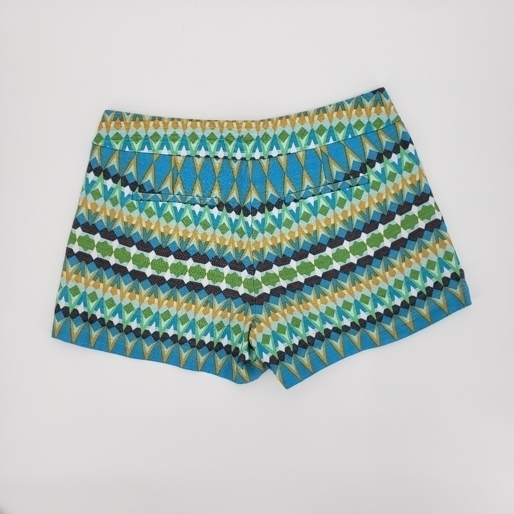 𝅺j. Crew Factory Geo Print Green and Blue Shorts, Size 6 - Picture 3 of 7